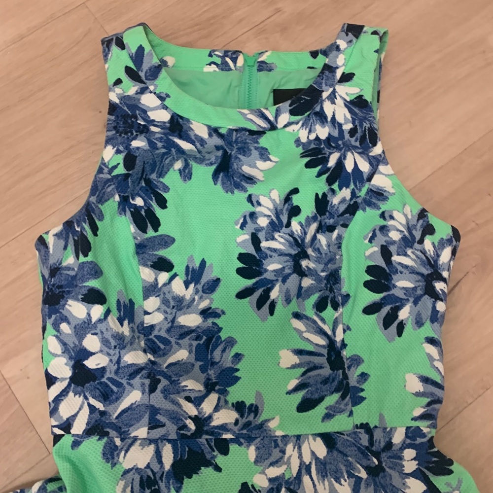 J.Crew 0 dress blue and green floral a line style